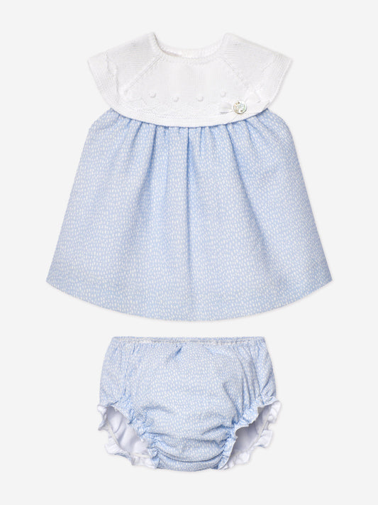 Baby Girls Dress and Bloomers Set in Blue