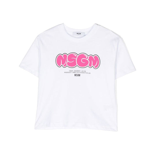 女童白色Logo棉T恤