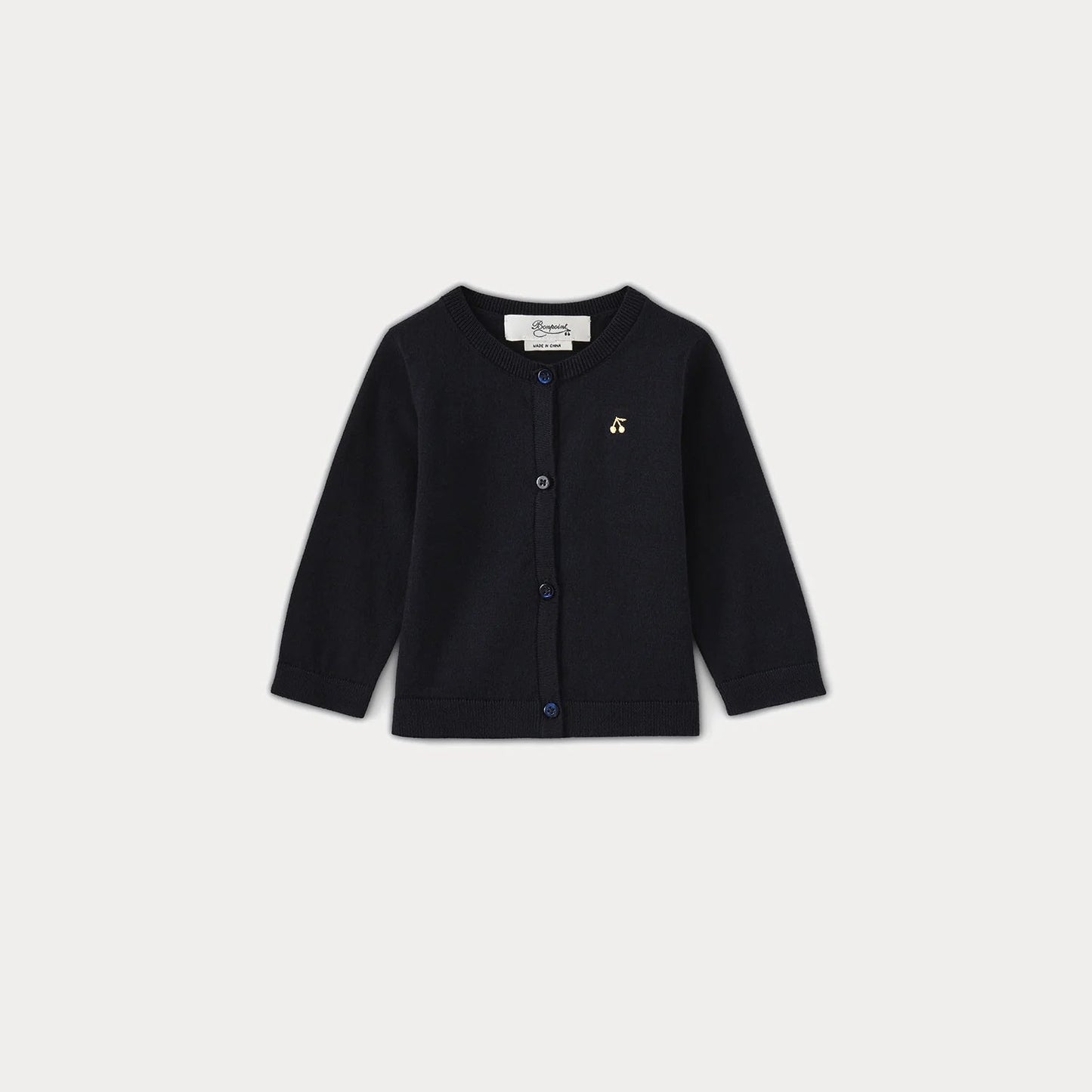 女婴藏青色棉开衫