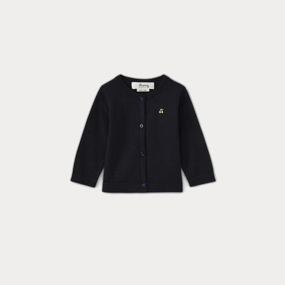 女婴藏青色棉开衫