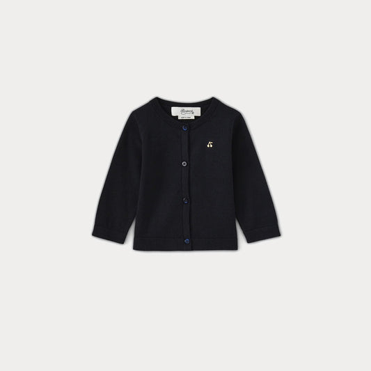 女婴藏青色棉开衫