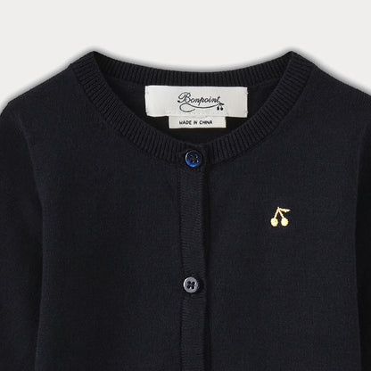 女婴藏青色棉开衫