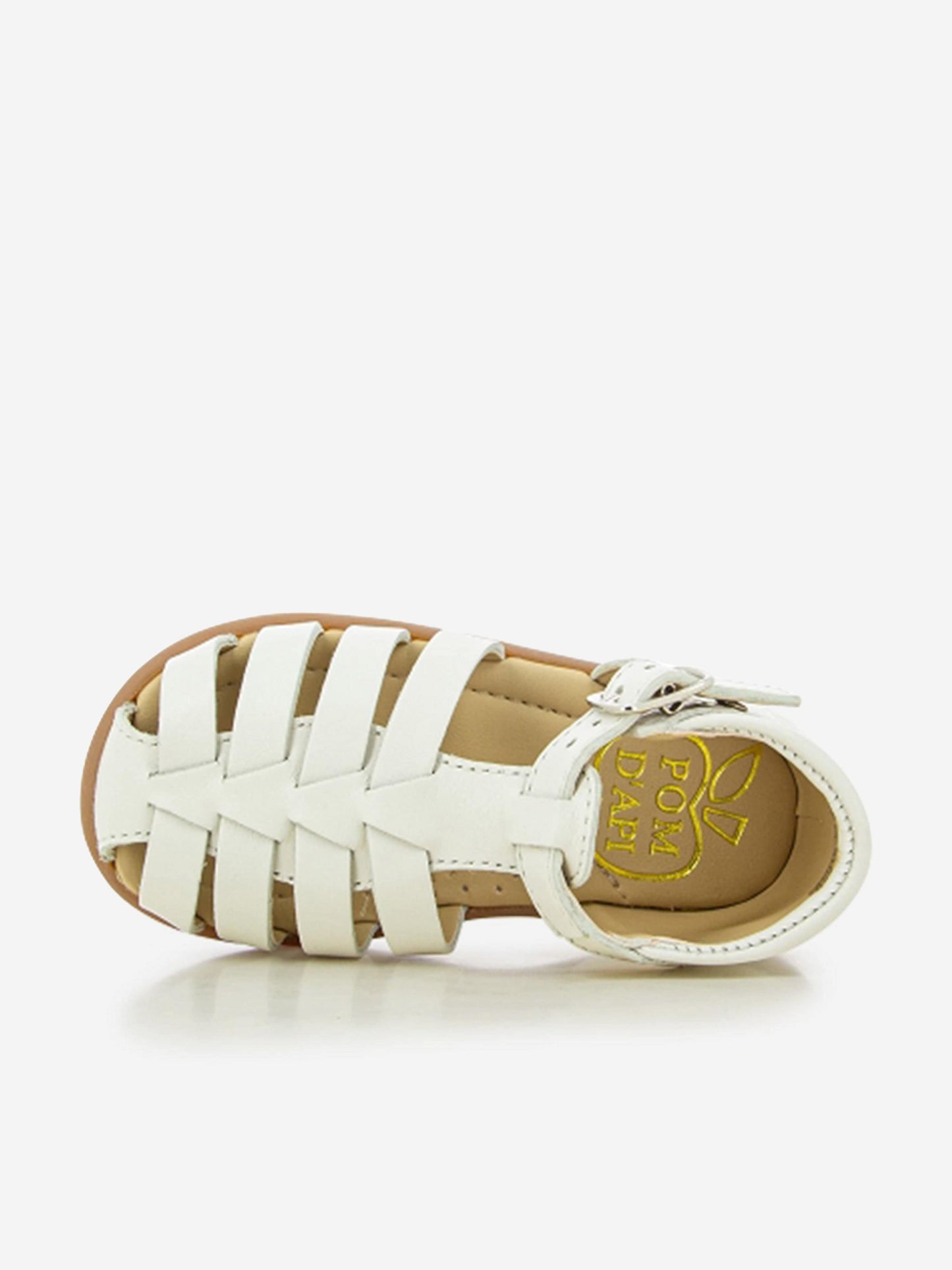 Pom D'Api 女婴皮革立带凉鞋（白色）