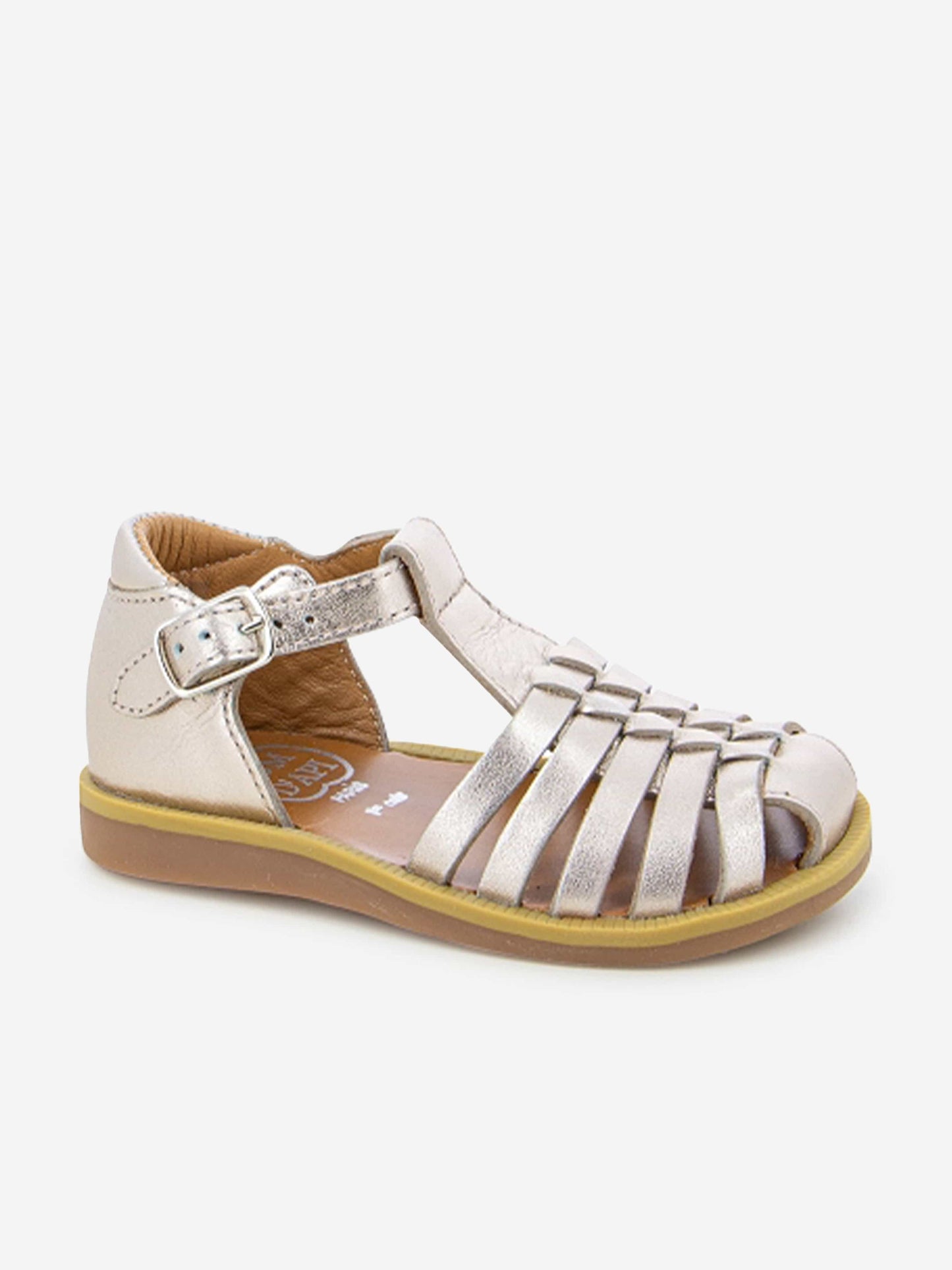 Pom D'Api 女童金色 Poppy Pitti 皮革凉鞋
