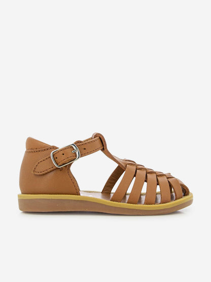 Pom D'Api 棕色女童 Poppy Pitti 皮革凉鞋