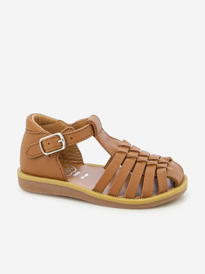 Pom D'Api 棕色女童 Poppy Pitti 皮革凉鞋
