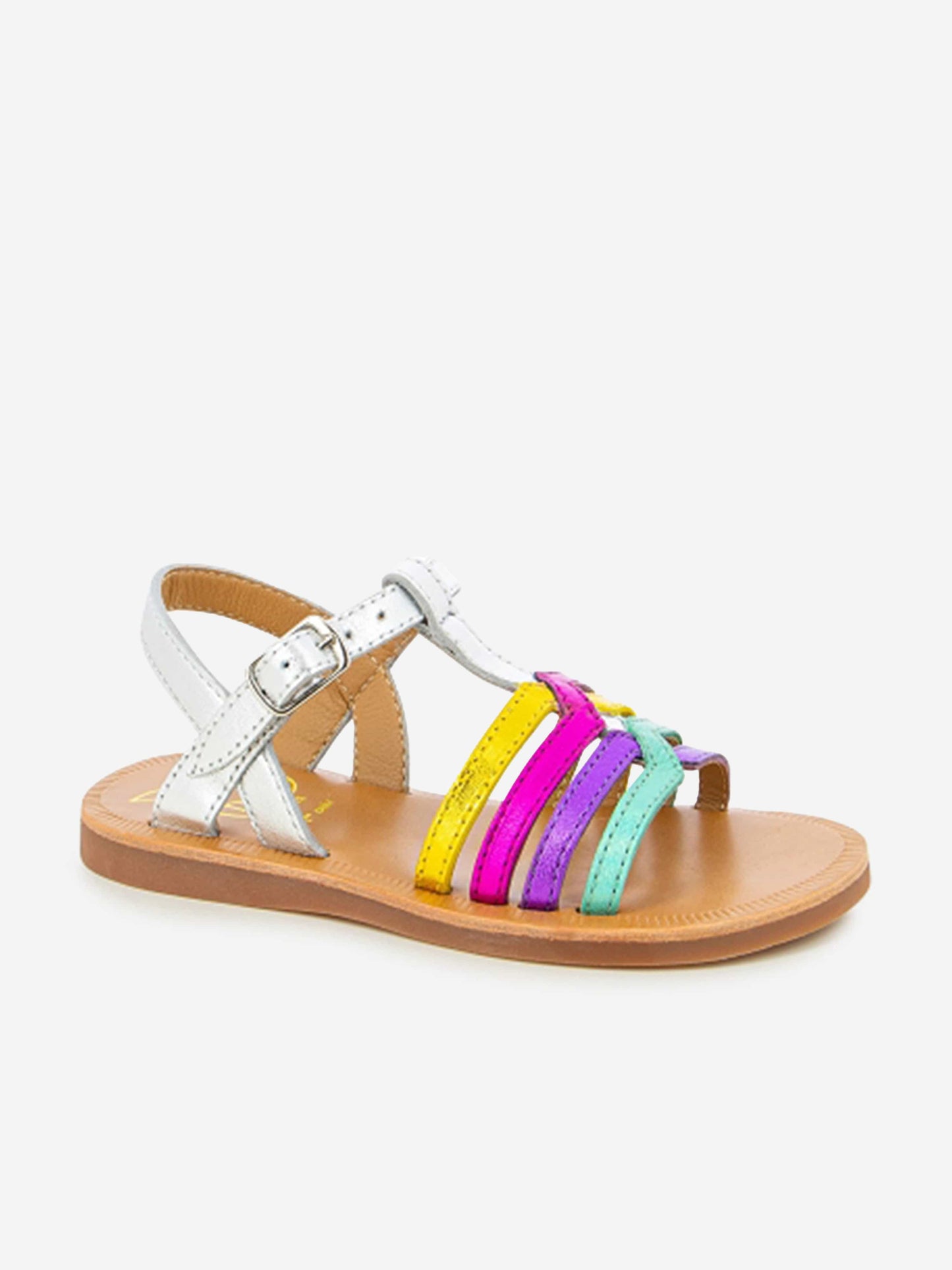 Pom D'Api 女童皮革 Plagette New Samome 银色凉鞋
