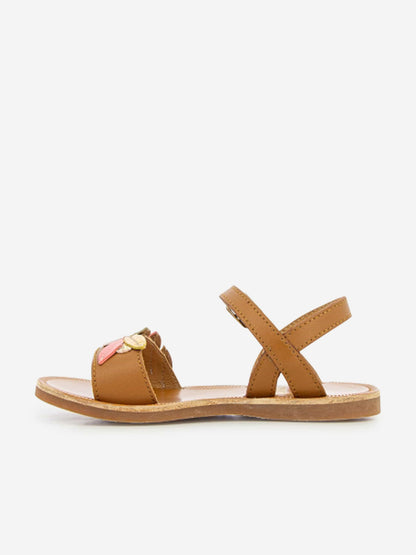 Pom D'Api 女童棕色 Plagette Tender 皮革凉鞋