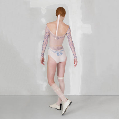 女士珍珠粉"PORCELAIN SKIN"长袖芭蕾舞连体衣(252LE26VC/pearl blush/cobalt blue)