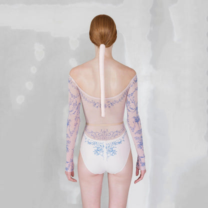 女士珍珠粉"PORCELAIN SKIN"长袖芭蕾舞连体衣(252LE26VC/pearl blush/cobalt blue)