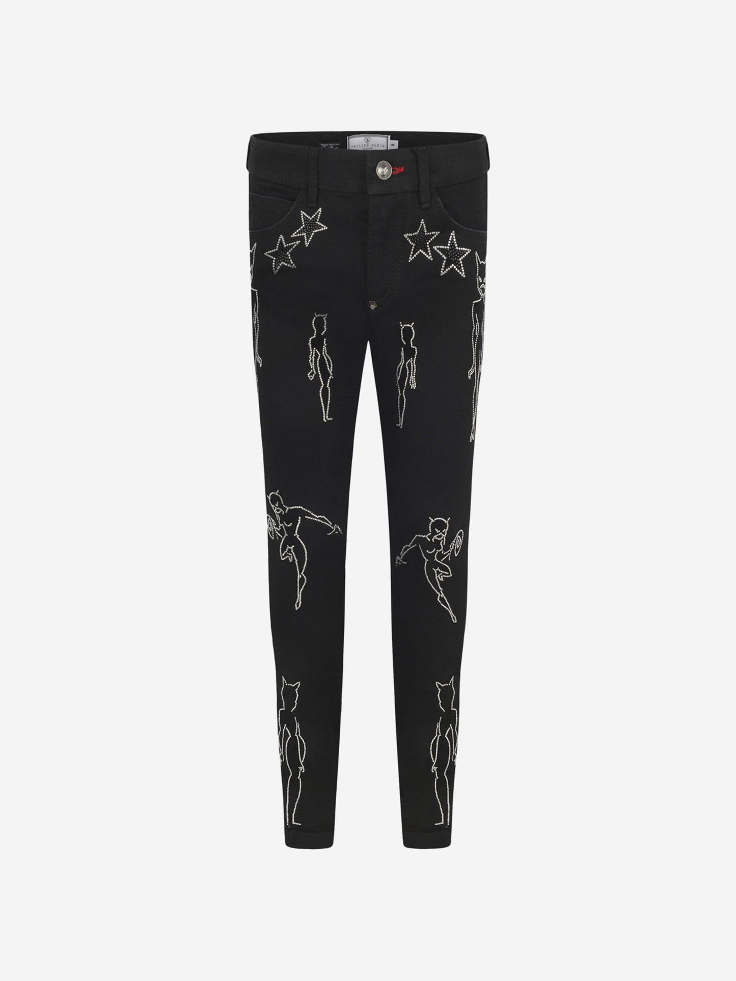 Philipp Plein 女童 Diamante Cat 牛仔裤