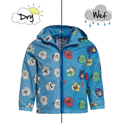 Blue pansy Packaway Raincoat