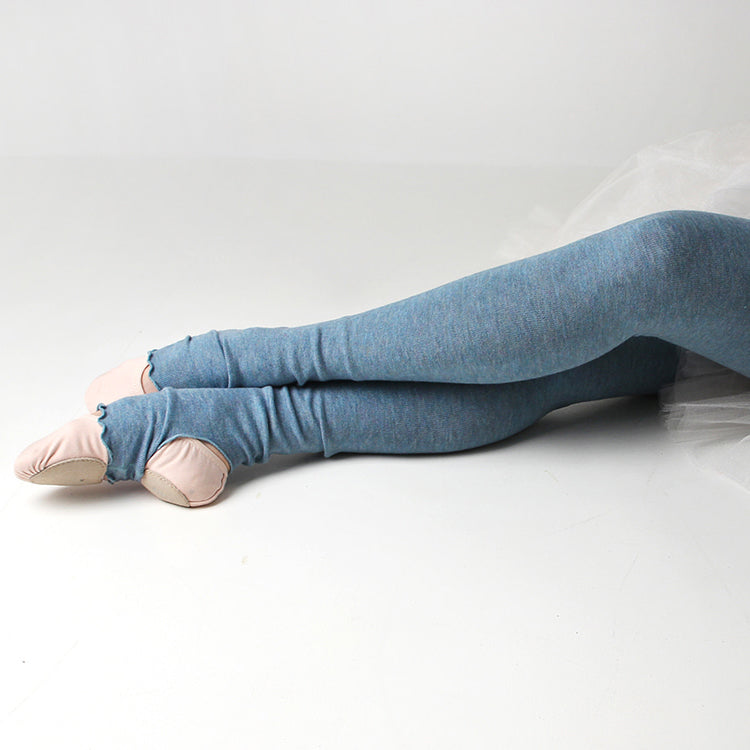 女士蓝色芭蕾舞护腿(Powder knit leg warmers/Blue)
