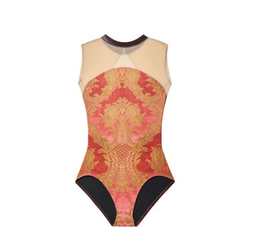 女士红色花朵芭蕾舞连体衣(R5-25.18/Pompadour)