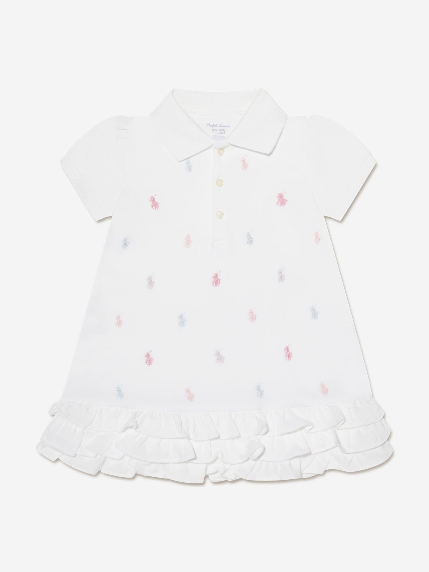Ralph Lauren Baby Girls Schiffli Polo Dress in White