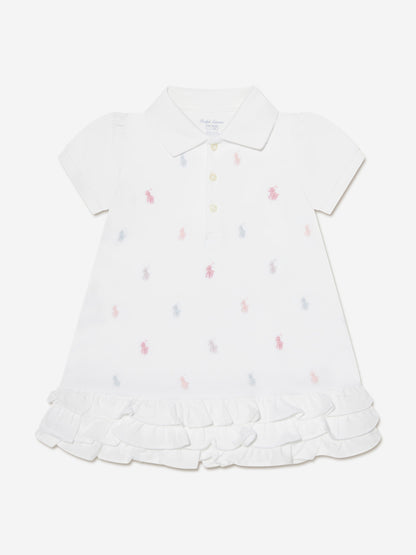 Ralph Lauren Baby Girls Schiffli Polo Dress in White