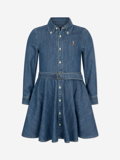 Ralph Lauren 女童蓝色棉质牛仔衬衫裙