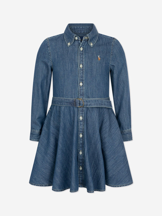 Ralph Lauren 女童蓝色棉质牛仔衬衫裙