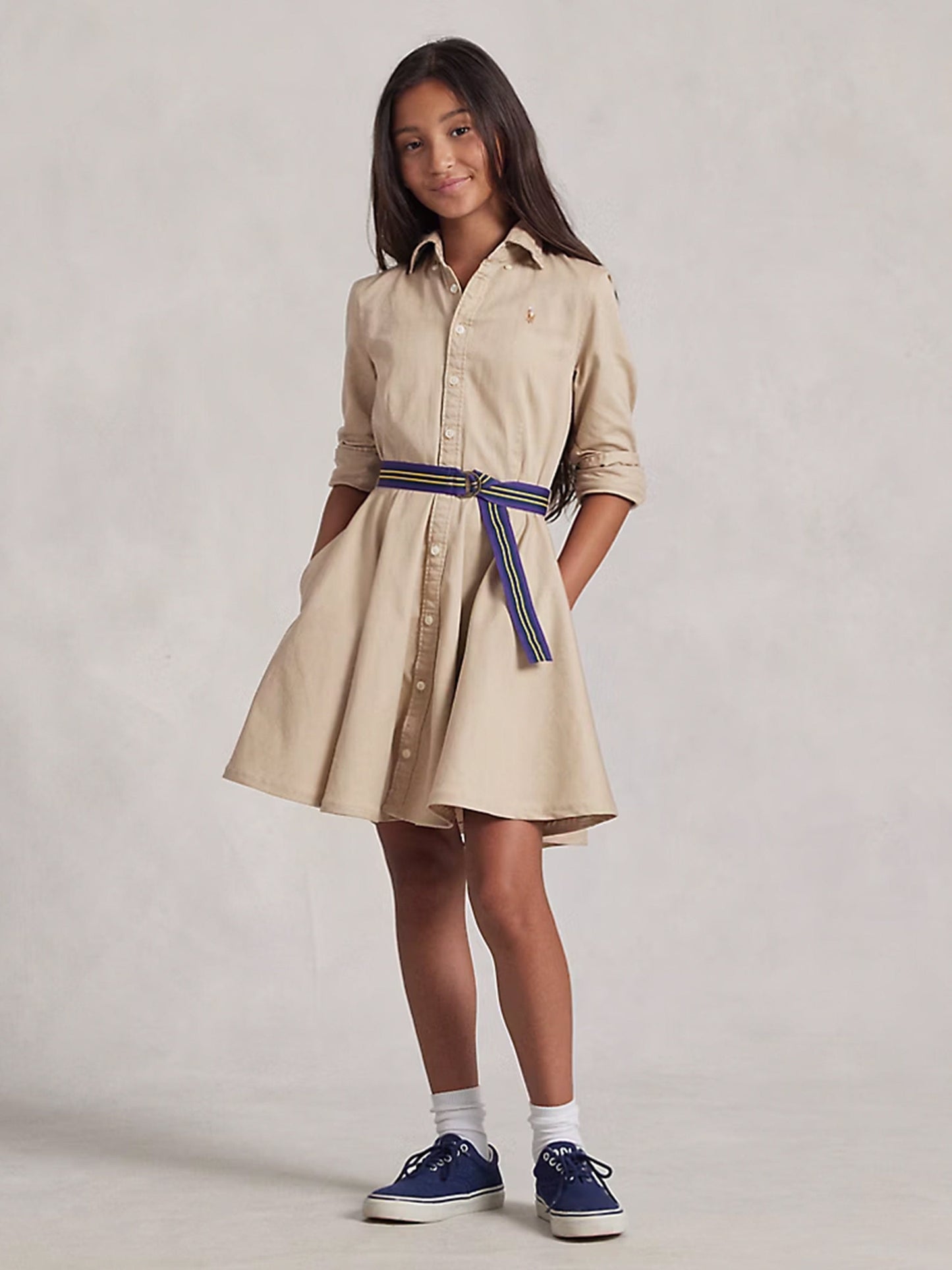 Ralph Lauren Girls Beige Cotton Chino Dress