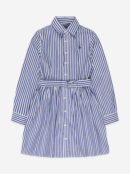 Ralph Lauren 女童蓝色条纹棉质衬衫裙
