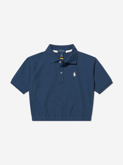 Ralph Lauren 女童海军蓝徽标 Polo 衫