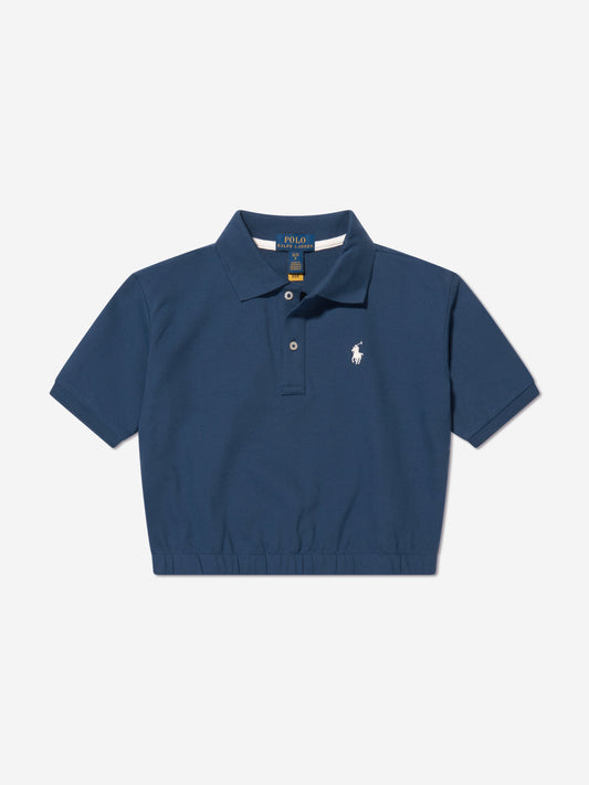 Ralph Lauren 女童海军蓝徽标 Polo 衫