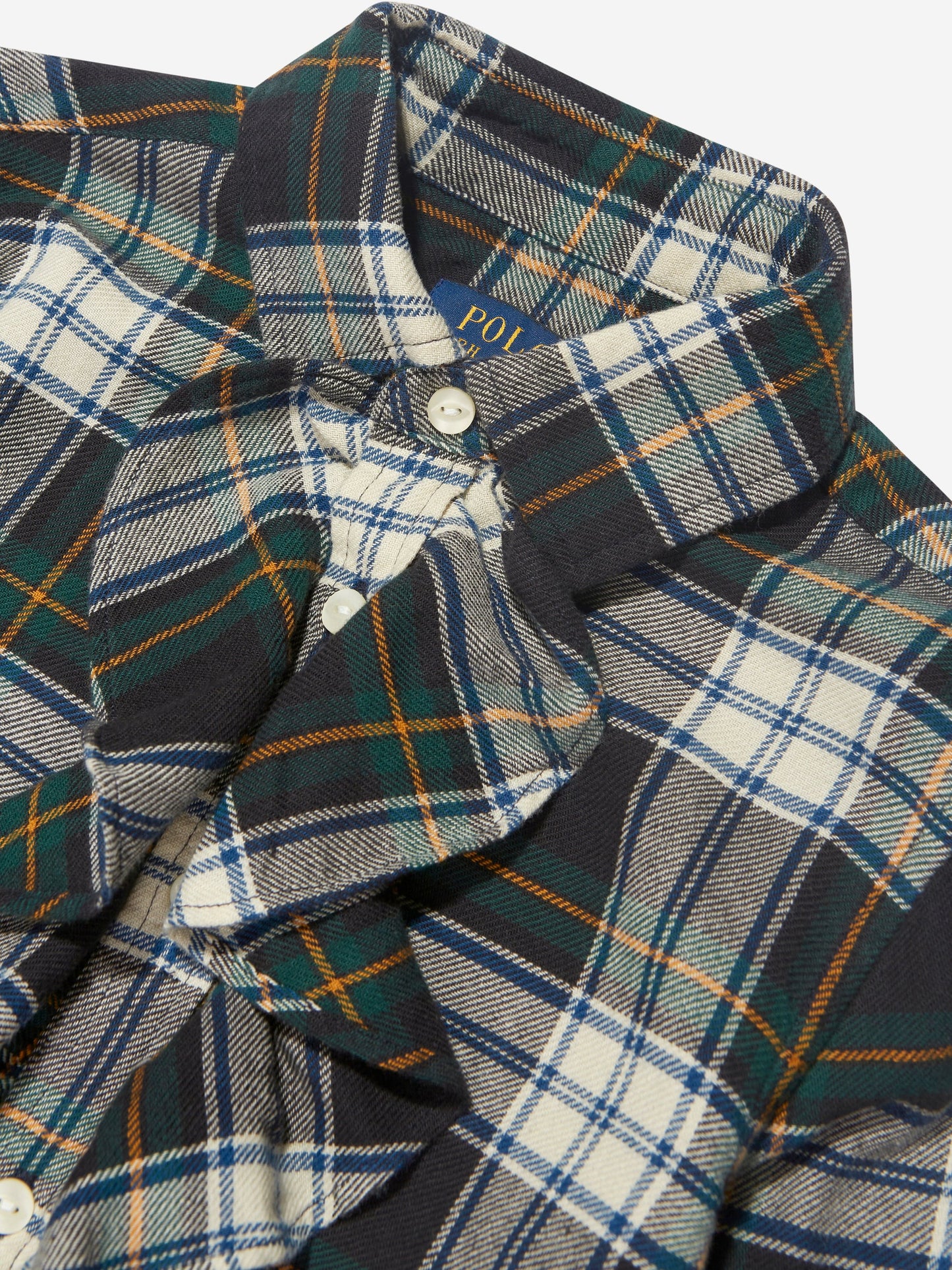 Ralph Lauren 女童绿色格子荷叶边衬衫