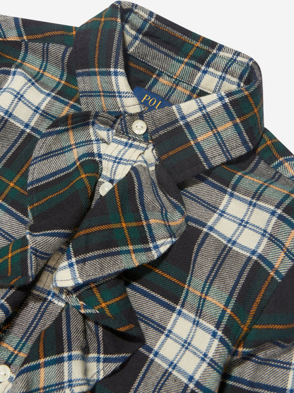 Ralph Lauren 女童绿色格子荷叶边衬衫