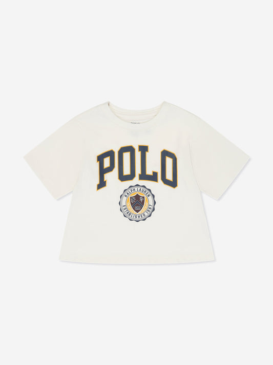Ralph Lauren 女童白色校队 Polo T 恤