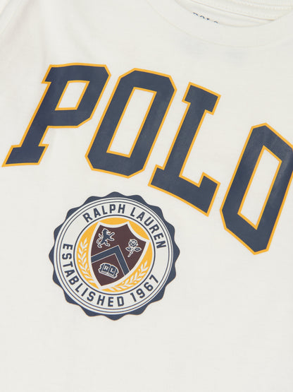 女童白色校队 Polo T 恤