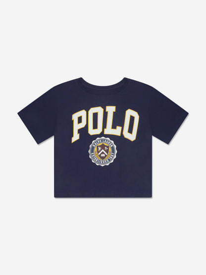 海军蓝女童校队 Polo T 恤