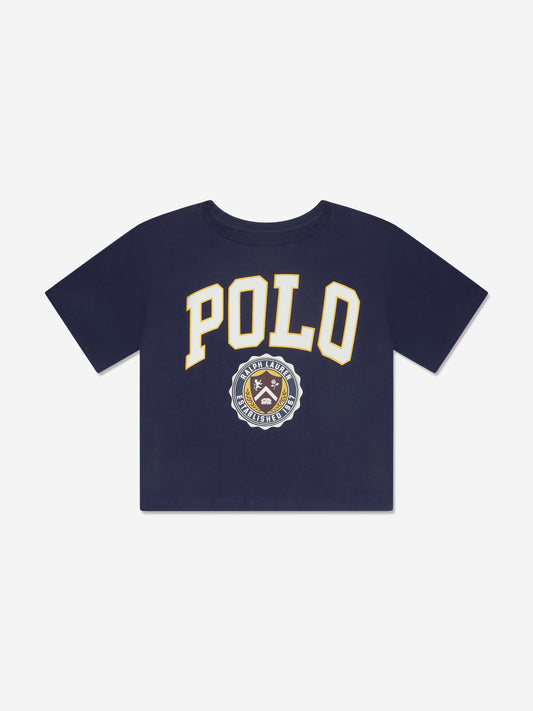海军蓝女童校队 Polo T 恤