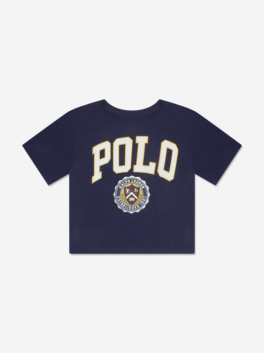 Ralph Lauren 女童海军蓝校队 Polo T 恤