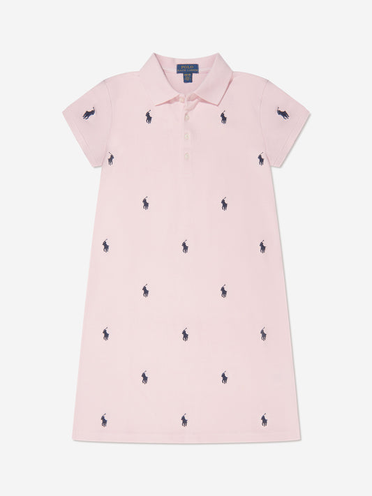 女童粉色刺绣 Polo 衫