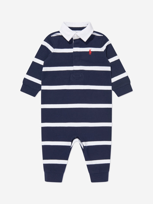 Ralph Lauren 男婴条纹橄榄球连体衣（海军蓝）