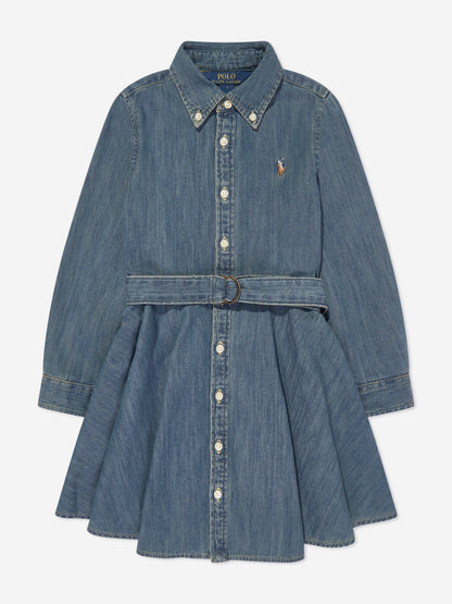 Ralph Lauren 女童蓝色牛仔衬衫裙