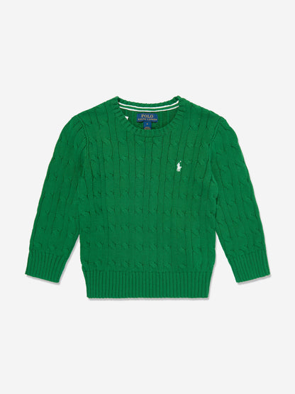 Ralph Lauren 男童绿色粗针织套衫