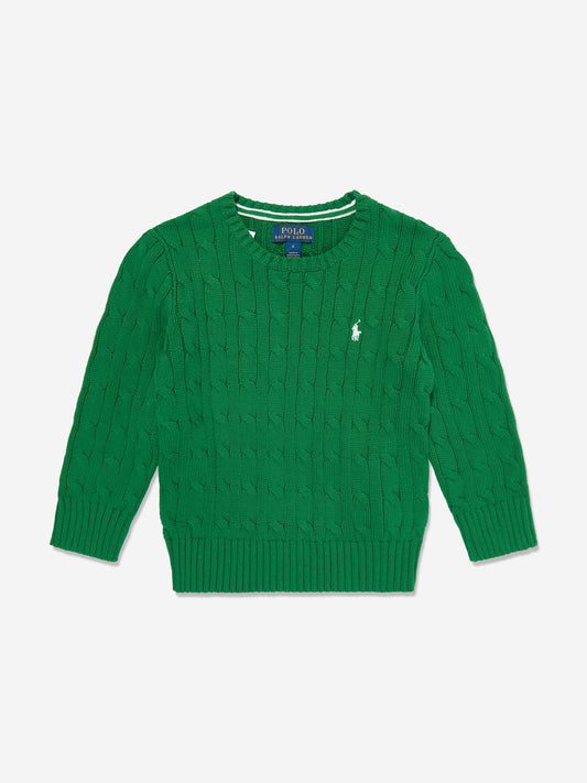 Ralph Lauren 男童绿色粗针织套衫
