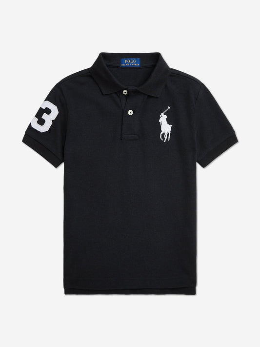Ralph Lauren 男童黑色徽标 Polo 衫