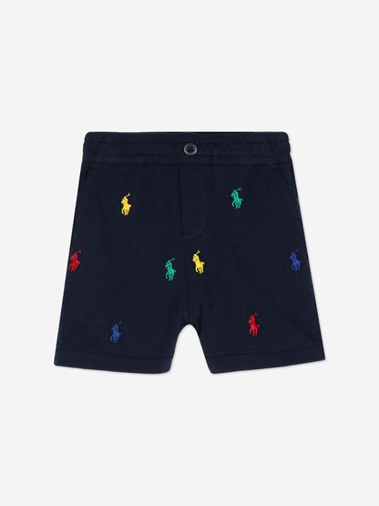 Ralph Lauren 男童多徽标 Prepster 短裤（海军蓝）