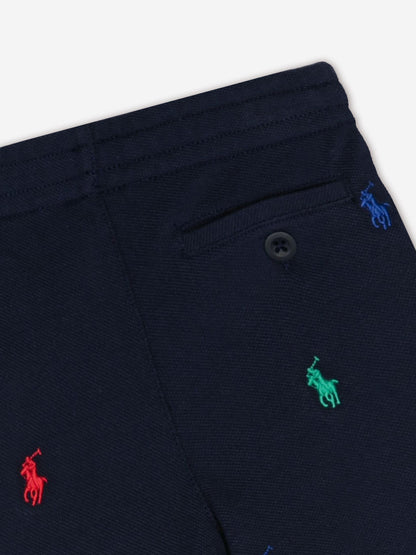 Ralph Lauren 男童多徽标 Prepster 短裤（海军蓝）