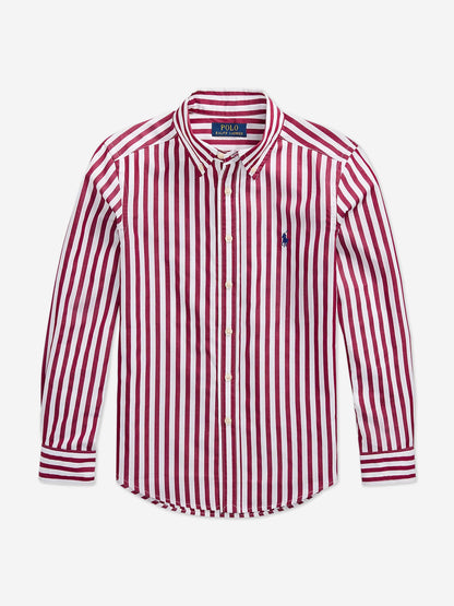 Ralph Lauren 男童红色条纹徽标衬衫