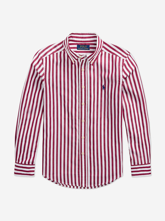 Ralph Lauren 男童红色条纹徽标衬衫