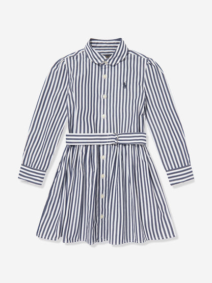 Ralph Lauren 女童条纹府绸衬衫裙（海军蓝）