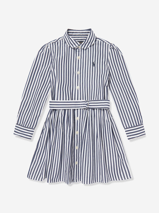 Ralph Lauren 女童条纹府绸衬衫裙（海军蓝）