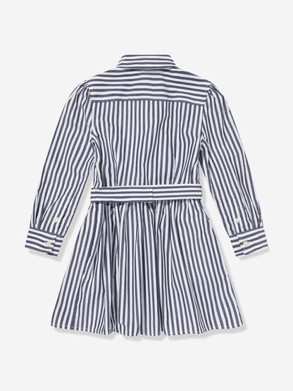 Ralph Lauren 女童条纹府绸衬衫裙（海军蓝）