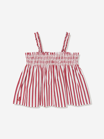 Ralph Lauren 女童条纹短裤套装（红色）