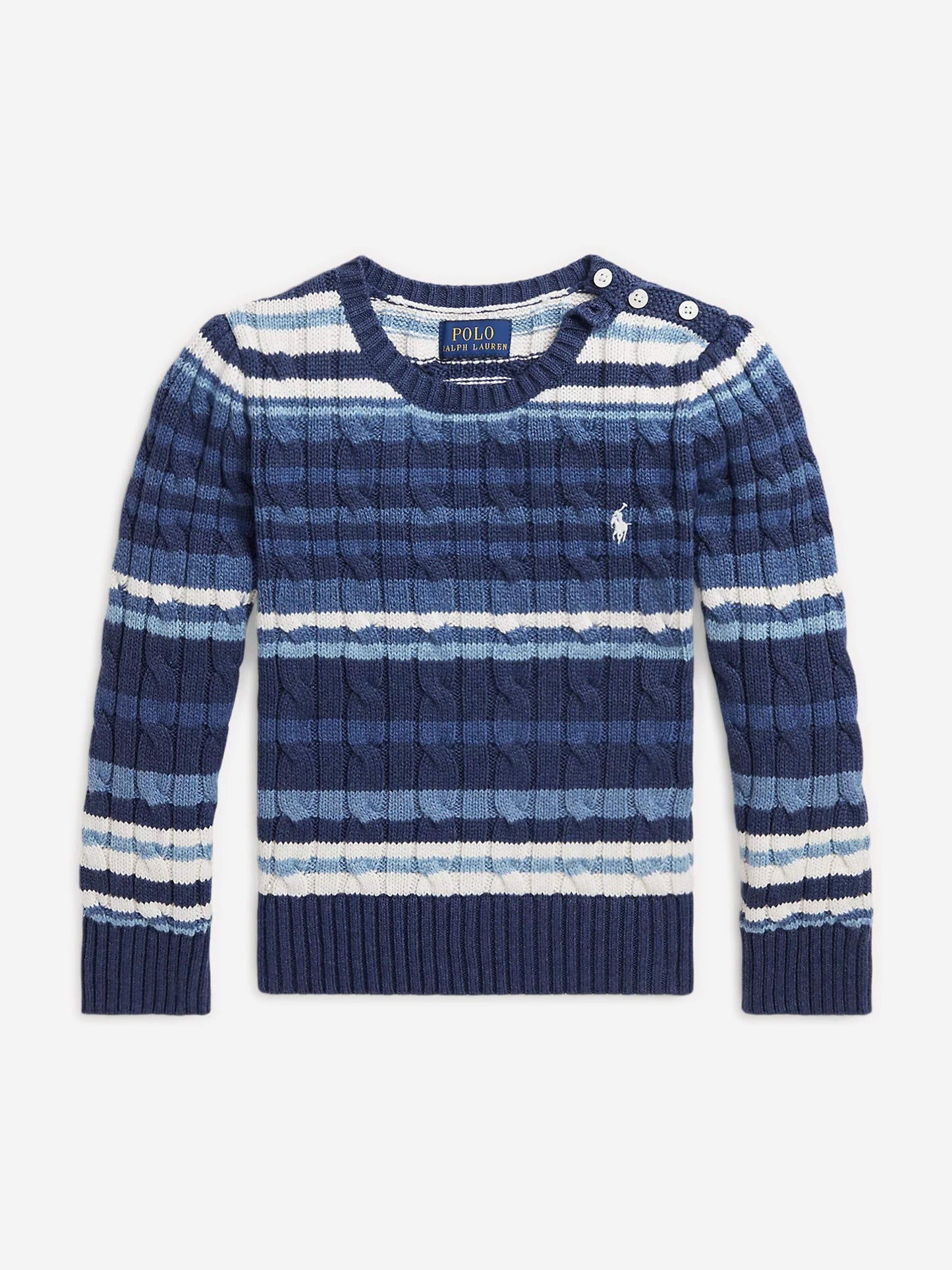Ralph Lauren 女童蓝色条纹徽标毛衣