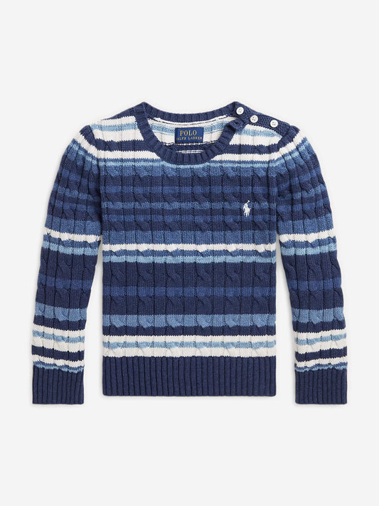 Ralph Lauren 女童蓝色条纹徽标毛衣