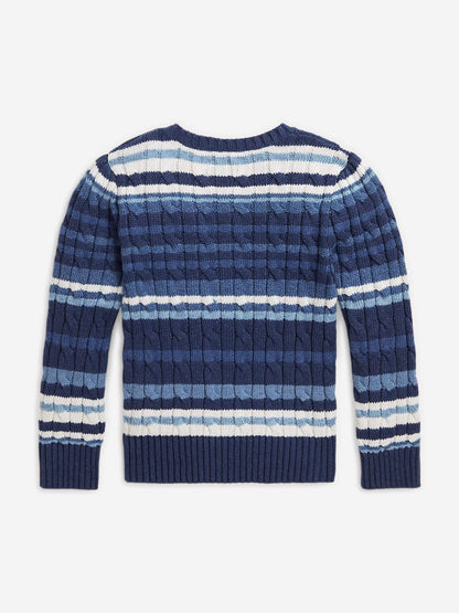 Ralph Lauren 女童蓝色条纹徽标毛衣
